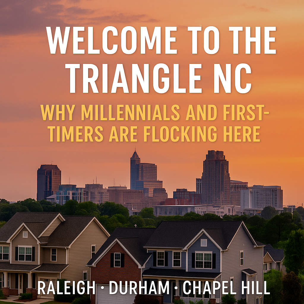 Triangle NC real estate blog banner showing Raleigh-Durham homes and skyline.