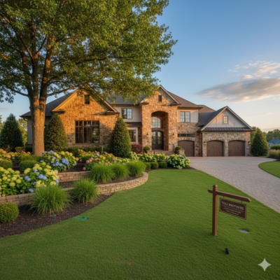 New home builders North Carolina - Toll Brothers luxury home with stone exterior and landscaping